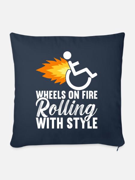 Rollstuhlfahrer Rollstuhl - Sofakissenbezug 45 x 45 cm - Navy