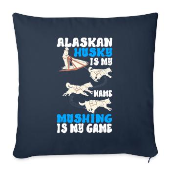 Traîneau Chiens de traîneau - Housse de coussin décorative 45 x 45 cm - bleu marine - Devant