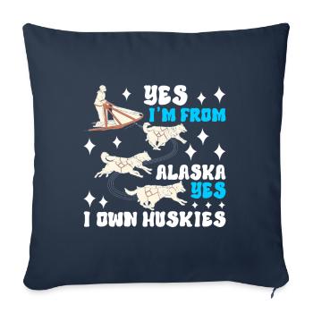 Traîneau Chiens de traîneau - Housse de coussin décorative 45 x 45 cm - bleu marine - Devant