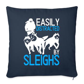 Traîneau Chiens de traîneau - Housse de coussin décorative 45 x 45 cm - bleu marine - Devant