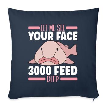 Poisson blob mignon poisson laid - Housse de coussin décorative 45 x 45 cm - bleu marine - Devant