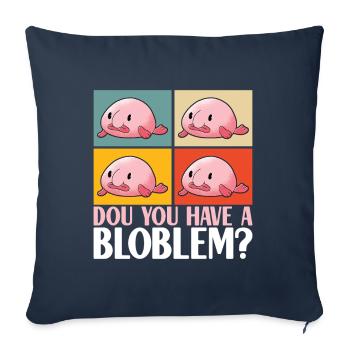 Poisson blob mignon poisson laid - Housse de coussin décorative 45 x 45 cm - bleu marine - Devant