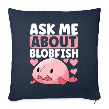 Poisson blob mignon poisson laid - Housse de coussin décorative 45 x 45 cm - bleu marine - Devant