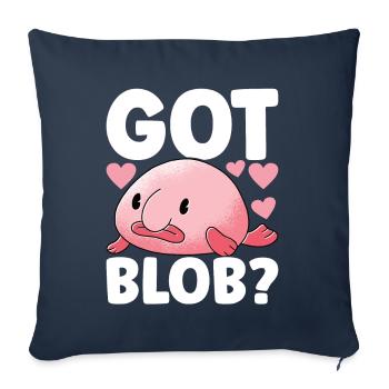 Poisson blob mignon poisson laid - Housse de coussin décorative 45 x 45 cm - bleu marine - Devant