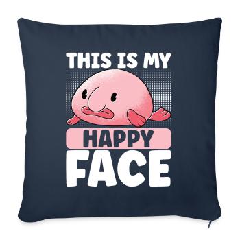Poisson blob mignon poisson laid - Housse de coussin décorative 45 x 45 cm - bleu marine - Devant
