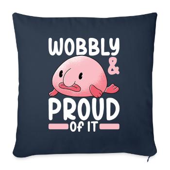 Poisson blob mignon poisson laid - Housse de coussin décorative 45 x 45 cm - bleu marine - Devant