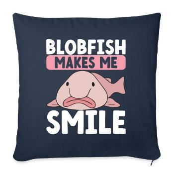 Poisson blob mignon poisson laid - Housse de coussin décorative 45 x 45 cm - bleu marine - Devant