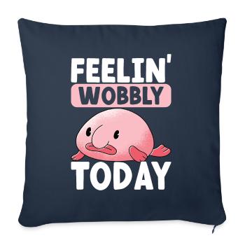 Poisson blob mignon poisson laid - Housse de coussin décorative 45 x 45 cm - bleu marine - Devant