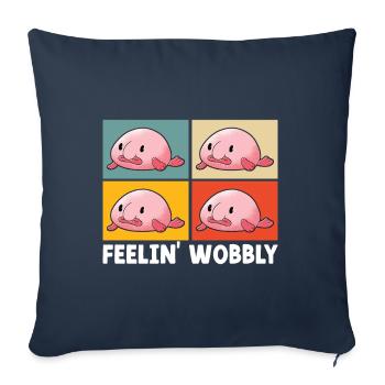 Poisson blob mignon poisson laid - Housse de coussin décorative 45 x 45 cm - bleu marine - Devant