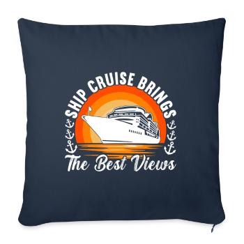 Croisière Vacances Bateau de croisière - Housse de coussin décorative 45 x 45 cm - bleu marine - Devant