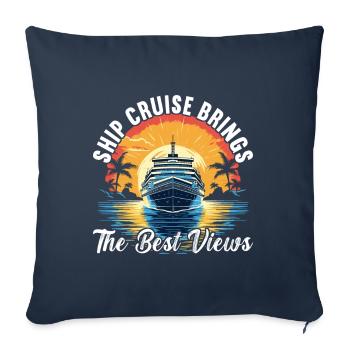 Croisière Vacances Bateau de croisière - Housse de coussin décorative 45 x 45 cm - bleu marine - Devant