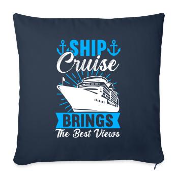 Croisière Vacances Bateau de croisière - Housse de coussin décorative 45 x 45 cm - bleu marine - Devant