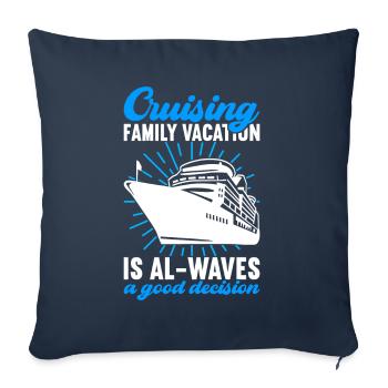 Croisière Vacances Bateau de croisière - Housse de coussin décorative 45 x 45 cm - bleu marine - Devant
