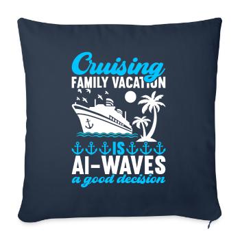 Croisière Vacances Bateau de croisière - Housse de coussin décorative 45 x 45 cm - bleu marine - Devant