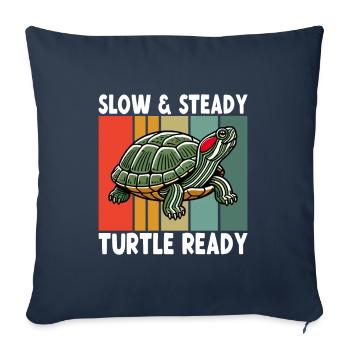 Turtle Red-eared Turtle - Sofa pillowcase 17,3'' x 17,3'' (45 x 45 cm) - navy - Front