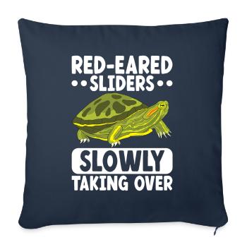 Turtle Red-eared Turtle - Sofa pillowcase 17,3'' x 17,3'' (45 x 45 cm) - navy - Front