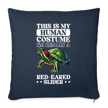 Turtle Red-eared Turtle - Sofa pillowcase 17,3'' x 17,3'' (45 x 45 cm) - navy - Front