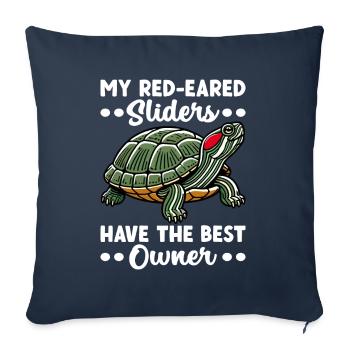 Turtle Red-eared Turtle - Sofa pillowcase 17,3'' x 17,3'' (45 x 45 cm) - navy - Front