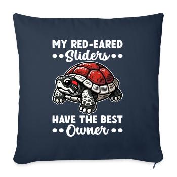 Turtle Red-eared Turtle - Sofa pillowcase 17,3'' x 17,3'' (45 x 45 cm) - navy - Front