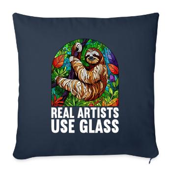Vitrail artiste Vitrail Art - Housse de coussin décorative 45 x 45 cm - bleu marine - Devant