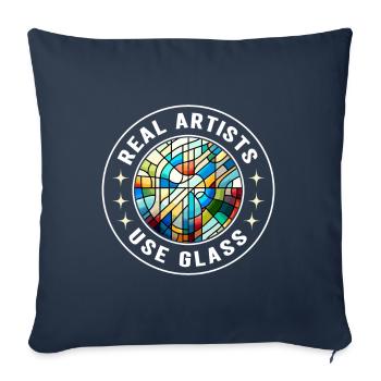 Vitrail artiste Vitrail Art - Housse de coussin décorative 45 x 45 cm - bleu marine - Devant