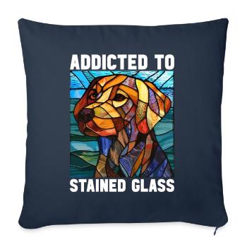 Vitrail artiste Vitrail Art - Housse de coussin décorative 45 x 45 cm - bleu marine - Devant