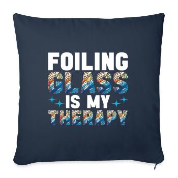 Vitrail artiste Vitrail Art - Housse de coussin décorative 45 x 45 cm - bleu marine - Devant