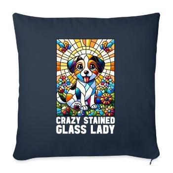 Vitrail artiste Vitrail Art - Housse de coussin décorative 45 x 45 cm - bleu marine - Devant