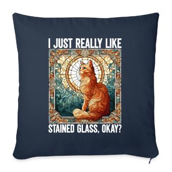Vitrail artiste Vitrail Art - Housse de coussin décorative 45 x 45 cm - bleu marine - Devant