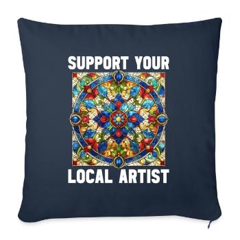 Vitrail artiste Vitrail Art - Housse de coussin décorative 45 x 45 cm - bleu marine - Devant