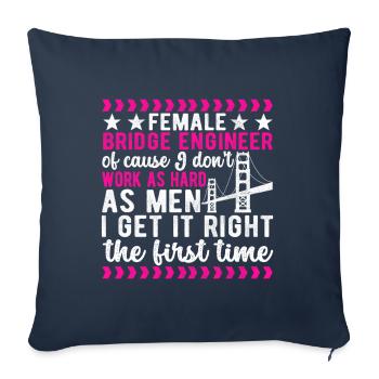 Ingénieur des ponts Construction de ponts - Housse de coussin décorative 45 x 45 cm - bleu marine - Devant