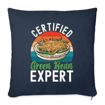 Casserole de haricots verts - Housse de coussin décorative 45 x 45 cm - bleu marine - Devant