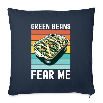Casserole de haricots verts - Housse de coussin décorative 45 x 45 cm - bleu marine - Devant