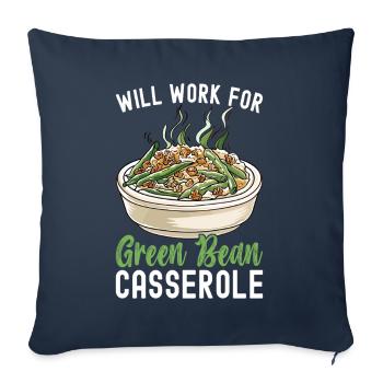 Casserole de haricots verts - Housse de coussin décorative 45 x 45 cm - bleu marine - Devant