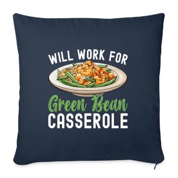 Casserole de haricots verts - Housse de coussin décorative 45 x 45 cm - bleu marine - Devant