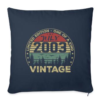 Cadeau D'anniversaire Juillet 2003 Vintage 2003 - Housse de coussin décorative 45 x 45 cm - bleu marine - Devant