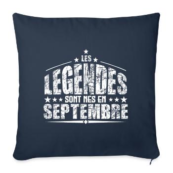 Septembre | les Légendes sont nés en Septembre - Housse de coussin décorative 45 x 45 cm - bleu marine - Devant