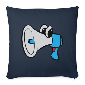 Mégaphone / Mégaphone - Bleu avec les yeux - Housse de coussin décorative 45 x 45 cm - bleu marine - Devant