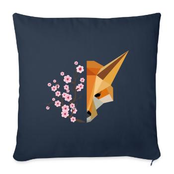 Japanese Cherry Blossoms Sakura Fox - Sofa pillowcase 17,3'' x 17,3'' (45 x 45 cm) - navy - Front