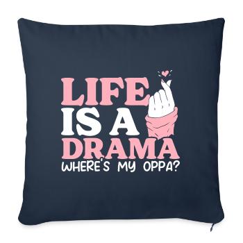 Funny Korean Kdrama drama, - Sofa pillowcase 17,3'' x 17,3'' (45 x 45 cm) - navy - Front
