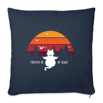 Retro Cat Dead Grief Emotional Gift Angel - Sofa pillowcase 17,3'' x 17,3'' (45 x 45 cm) - navy - Front