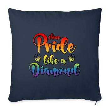 LGBT CSD dit que le diamant brille de fierté comme un diamant - Housse de coussin décorative 45 x 45 cm - bleu marine - Devant