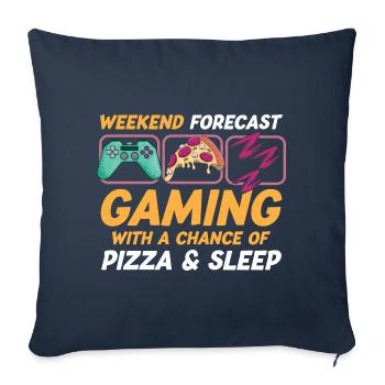 Gaming With A Chance of Pizza & Sleep Funny Gamer - Sofa pillowcase 17,3'' x 17,3'' (45 x 45 cm) - navy - Front