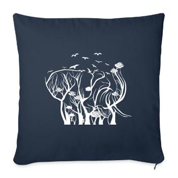 Drôle Hippie Elephant T-Shirt Tree Elephants S - Housse de coussin décorative 45 x 45 cm - bleu marine - Devant