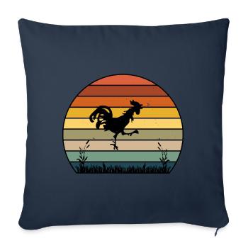 Cadeau Vintage Poulet Retro Coq - Housse de coussin décorative 45 x 45 cm - bleu marine - Devant
