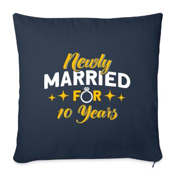 10ème anniversaire de mariage Couple Design 10 ans de mariage - Housse de coussin décorative 45 x 45 cm - bleu marine - Devant