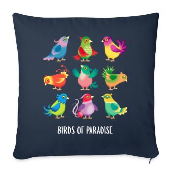 Oiseaux de paradis 2 - Housse de coussin décorative 45 x 45 cm - bleu marine - Devant