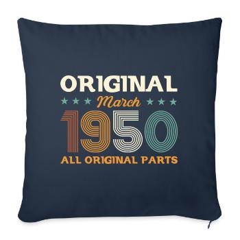 75th Birthday Gift Husband Original March 1950 - Sofa pillowcase 17,3'' x 17,3'' (45 x 45 cm) - navy - Front