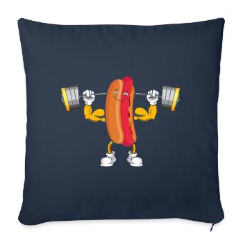 Musculation Hot Dog Fitness Workout Gym - Housse de coussin décorative 45 x 45 cm - bleu marine - Devant