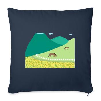 Le printemps dans les champs de canola de Jeju et Hallasan - Housse de coussin décorative 45 x 45 cm - bleu marine - Devant